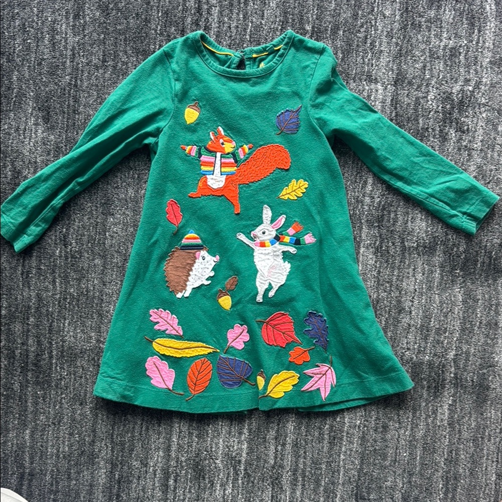 Green Dress with Animal Embroidery